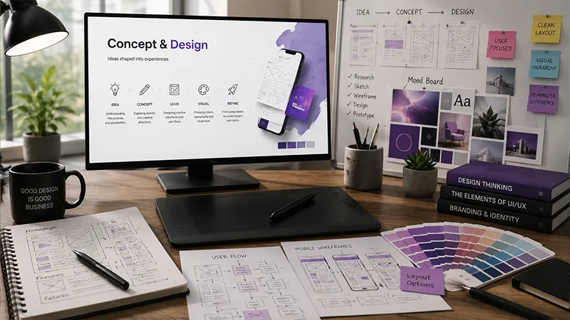 Digital interface design on a screen
