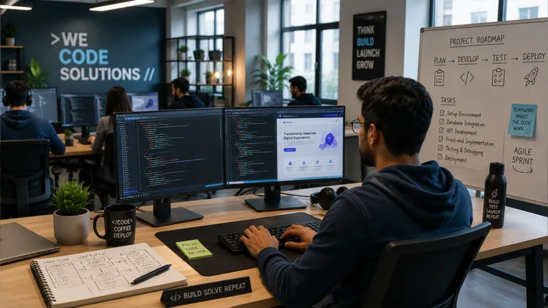 Developer working at a computer